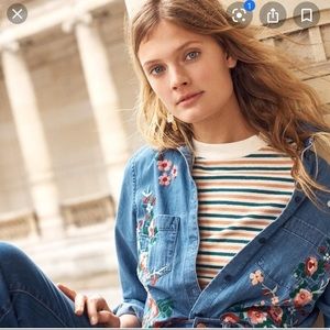 Madewell Blue Floral Denim Shirt with Striped Tee